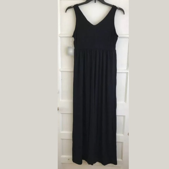 Maternity A: Glow Knot Maxi Dress Black Sleeveless - Picture 4 of 6